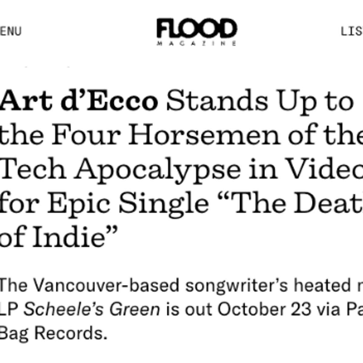 FLOOD MAGAZINE: Music Video Premiere